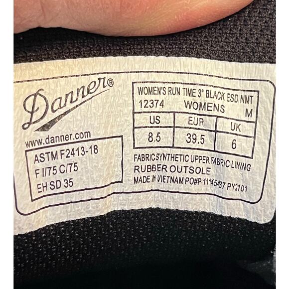 NWOB Danner Women's 8.5 Black Run Time Non-Metalic Toe Lace Up Mesh Shoe NEW - Picture 2 of 11